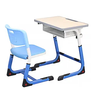 High quality school furniture single height adjustable MDF student desks and plastic chairs Classroom furniture