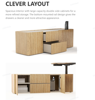 Bureau de direction modulaire réglable en hauteur avec système de levage LINAK, peinture DING sans formaldéhyde, placage MDF, gestion des câbles dissimulée