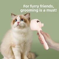 YR J-6 Peigne pour chat en plastique avec pulvérisateur anti-poils volants, outil de toilettage à bouton unique, manche ondulé, rechargeable, sans parfum