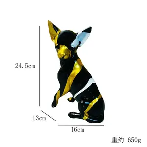 Hot <span class=keywords><strong>Splash</strong></span> Peinture Chihuahua Figurine Européenne Décoratif Résine Artisanat pour La Maison Salon Cave À Vin Bureau Animal Motif Art - Product Image 6