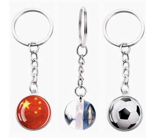 Porte-clés et pendentif de sac en verre avec fleur en cristal, motif drapeau national de Chine, bijou souvenir de voyage - Product Image 1