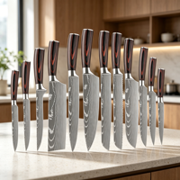 Couteau d'office professionnel en acier inoxydable Damas de 8 pouces, manche ergonomique en bois de santal, écologique, pour couper la viande et les légumes