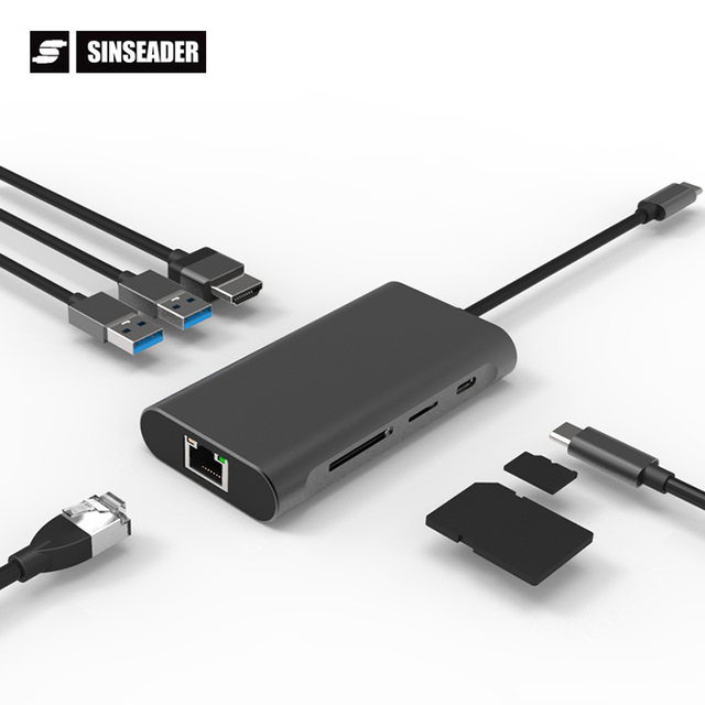 USB-C to 4K 60Hz HDMI Gigabit Ethernet USB3.0 SD TF PD 100W Fast Charging Hub 7 in 1 Type C Docking Station for Laptop HDTV