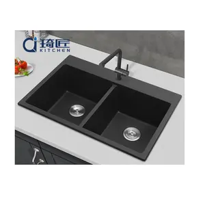 Hot Sale Drop-In Granite Sink 34 inch Quartz Sink Double Bowl Quartz Composite Kitchen Sink