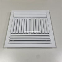 Couvercle de conduit d'aération HVAC Grille d'alimentation à 4 voies Diffuseur de plafond carré en aluminium pour paroi latérale/registre de plafond utilisé