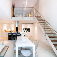 Escalier personnalisé PRIMA en acier inoxydable et bois avec installation DIY pour villa et hôtel