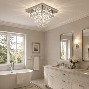 Raindrops Ceiling <b>Lights</b> Stainless Steel Small Crystal Ceiling Lamp for <b>Corridor</b> Hallway Balcony Living Room Bedroom - Product Image 1