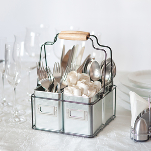 Soporte de Caddy de hierro galvanizado al por mayor con soporte de Caddy cuadrado de metal para almacenamiento de herramientas de cocina para almacenamiento de platos - Product Image 1