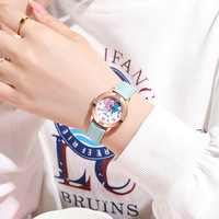 Montre à bracelet sertie de diamants en or rose pour étudiantes, montre mignonne de dessin animé pour jeunes filles du collège