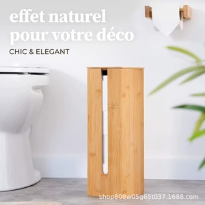 Boîte à mouchoirs en bois rectangulaire en bois massif avec poignée pour rangement de salle de bain, organisateur polyvalent, porte-papier - Product Image 3