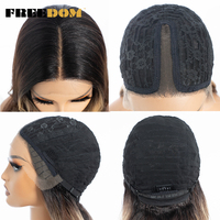 Wig Rambut Sintetis FREEDOM untuk Lace Front, Panjang Bergelombang 30 inci, Model Body Wave Belah Tengah, Lace Transparan, Warna Pirang Merah Biru Coklat, untuk Cosplay