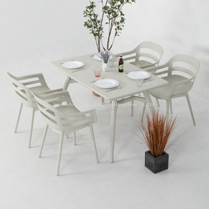 Leisure Modern Portable Outdoor <b>Plastic</b> Dining 5-Piece Set Patio Garden Furniture <b>Table</b> Chairs for Apartment Restaurant - Product Image 2