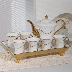 Ceramic 200mL Minimalist Design Water Cup Kettle <b>Set</b> Hand-painted Gold Cup <b>Set</b> Hot and Cold <b>Pot</b> Coffee <b>Set</b> - Product Image 6