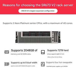 Serveur GPU en rack d'entreprise ThinkSystem SR670 V2 3U en gros avec double processeur Intel Xeon, jusqu'à 8 GPU pour l'entraînement IA, le calcul haute performance et les centres de données - Product Image 4