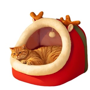 Christmas cat <b>bed</b>/dog <b>bed</b>, winter warm, all-season cat <b>bed</b>, cat villa, enclosed, fleece-lined, thickened cat <b>house</b> - Product Image 4