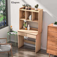 Bureau d'ordinateur moderne avec étagère et rangement, table d'étude ergonomique en bois blanc pour l'école et la maison