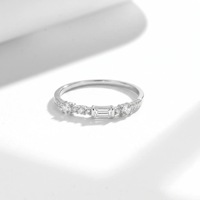 Bague en argent S925 plaqué argent avec moissanite taille émeraude et taille princesse, pour femme, classique, élégante, luxe léger, polyvalente