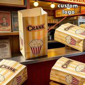 Sacs en papier rayés jetables pour pop-corn, biscuits et beignets avec logo personnalisé – Emballage en gros pour snacks, idéal pour les concessions et la vente au détail - Product Image 2