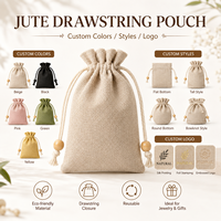 Sac en lin personnalisé écologique avec cordon de serrage, pochette en jute pour cadeaux de mariage, bijoux, emballage cadeau