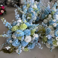 Boule de fleurs artificielles en soie bleue et blanche, style romantique, pour centre de table de mariage, décoration de fête d'anniversaire ou d'événement.