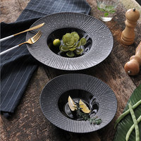 Vaisselle de table en porcelaine, assiette de table, style européen moderne, ligne noire et blanche, pâtes de table occidentale, fabricants en porcelaine, P & T