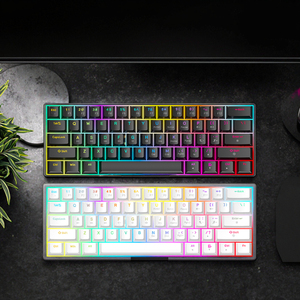 คีย์บอร์ดสำหรับเล่นเกมแบบมีสายสวิตช์ไฟสีฟ้าแดงน้ำตาล61ปุ่มแบบมีกลไกที่แท้จริงสำหรับคอมพิวเตอร์ - Product Image 1