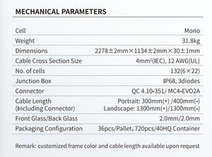 JAディープブルー4.0プロシリーズJAM66D42 MB商用家庭用N型両面ガラス二面発電単結晶600W 605Wソーラーパネル - Product Image 4