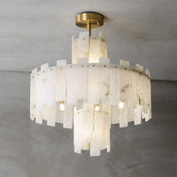 Lustre moderne de luxe BGST pour grand salon, luminaire suspendu en laiton, marbre importé d'Espagne, lampe suspendue en cuivre