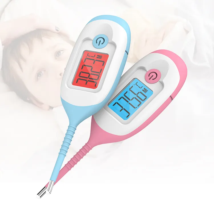 Flexibele Tip Siliconen Soft Head Lcd Drie Kleuren Backlight Display Waterdichte Elektronische Thermometer Klinische Digitale Thermometer