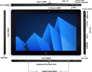 10.1 "Intel N100 Tablet pc-<span class=keywords><strong>windows</strong></span> 11, 8GB RAM, 64GB SSD, IPS màn hình cảm ứng, tuổi thọ pin dài - Product Image 3