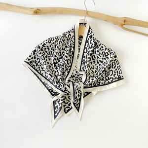 Custom Twill Silk Triangle Scarf Leopard Print Headscarf Activity Gift <b>Matching</b> Gift <b>Box</b> Wholesale Customized - Product Image 5