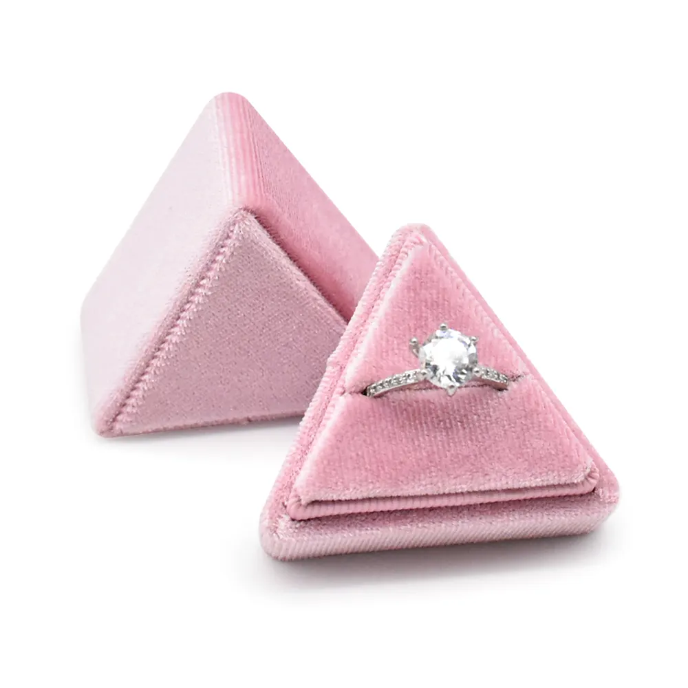 Borsa per gioielli di lusso con scatola custodia per collana con anello di imballaggio in velluto rosa e scatole per gioielli piccole portagioie con logo personalizzato organizzatore