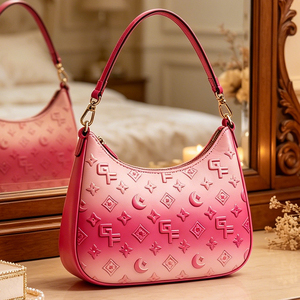 OEM Fashion Women's Shoulder Bag Gradient Pink High Quality PU Leather <b>Handbag</b> Elegant Daily Carry Purse - Product Image 3