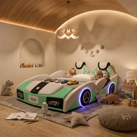 Lit double pour enfant avec barrière de sécurité, lit créatif en cuir pour filles et garçons, meubles de chambre à coucher