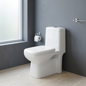 WC monobloc en céramique Aqua Cubic, cuvette de toilette standard blanche, avec réservoir encastré - Product Image 4