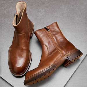 Chaussures en cuir véritable de qualité professionnelle imperméables - Respirantes - Style britannique rétro - Motif léopard - Chaussures pour hommes - Product Image 2