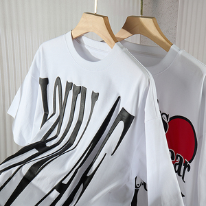 TKAN201 vente en gros vierge bouffée imprimé coton t-shirt personnalisé 3D bouffée impression Logo t-shirt uni graphique surdimensionné t-shirts pour hommes - Product Image 2