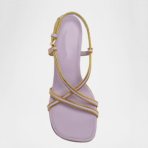 Sandalias de tiras cruzadas para mujer, estilo diseñador, con hebillas de verano, correa trasera, tacones irregulares con gancho, zapatos de punta abierta - Product Image 6