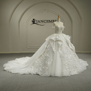 Vestido de novia Gt26024 con hombros descubiertos, adornado con cuentas, escote corazón, encaje aplicado, color marfil, Jancember - Product Image 2