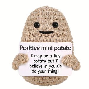 Pomme de terre au crochet inspirante, cadeaux amusants avec message positif pour femmes, amies, collègues, poupée pomme de terre émotionnelle faite à la main pour la décoration - Product Image 1