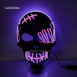 Máscara facial con brillo LED para Halloween, máscara iluminada con carga USB <span class=keywords><strong>de</strong></span> PVC para baile <span class=keywords><strong>de</strong></span> disfraces con estampado <span class=keywords><strong>de</strong></span> <span class=keywords><strong>Terror</strong></span> y vacaciones - Product Image 2