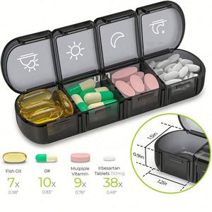 JH Medibox Boîte à pilules portable 7 jours 28 compartiments en plastique PP noir, organiseur hebdomadaire de grande capacité, conteneur de voyage - Product Image 4