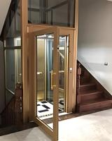 Nouvel Ascenseur Hydraulique Domestique Compact 1 à 3 Étages avec Cage en Verre Peripherique et Plateforme de 1x1m, Montée sur Mât Vertical
