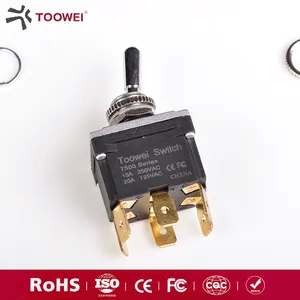 Quick Connect Terminal High Quality 15A 250VAC ON -OFF- ON Black 12MM Toggle Switch Momentary Waterproof IP67 Toowei T502MT