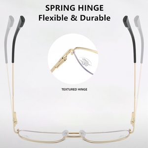 Occhiali firmati di fascia alta blu taglio a raggi blu uomini d'affari elasticità cerniera doppia barra ovale blu argento in 2025 ottico inossidabile - Product Image 5