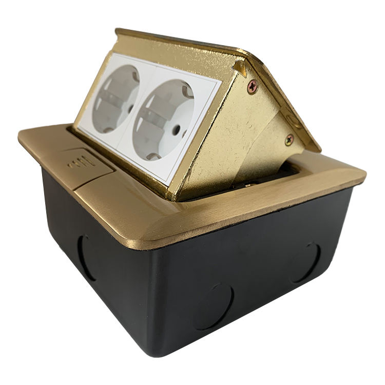 VNX Waterproof 146*146mm EU Copper Alloy Material Slowly Pop up Ground Recessed Floor 16A Power Socket Box