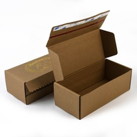Caja de Cartón Corrugado Plegable Marrón con Logotipo Personalizado Estampado en Relieve y Tira de Apertura para Envíos, Ideal para Cosméticos, Artículos Pequeños y Embalaje de Regalos