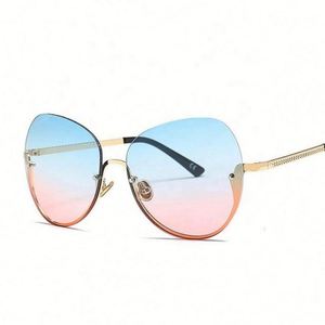 Gafas de Sol Metálicas Extra Grandes de Moda 2019 para Hombre y Mujer, Protección UV400, Lentes Degradadas, Estilo Ojo de Gato, Media Montura - Product Image 5