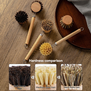 Puro di cocco naturale di palma di cavallo spazzola per la pulizia di capelli di Sisal pentola antiaderente eco-friendly per il lavaggio dei capelli morbidi per pentole - Product Image 5