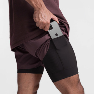 Shorts de sport 2-en-1 personnalisés pour hommes avec boucle porte-<span class=keywords><strong>serviette</strong></span>, maille respirante et collants intérieurs – Idéal pour l'entraînement et le fitness - Product Image 2